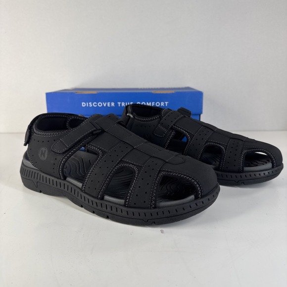 Nunn Bush Laguna Mens Sandals Black 11W Wide Leather Comfort New In Box - Picture 5 of 10